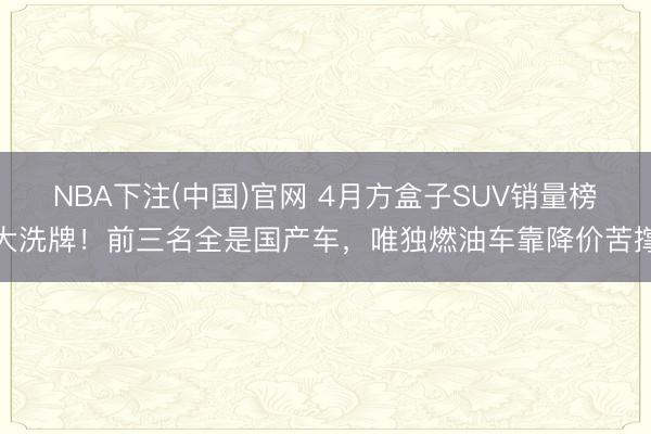 NBA下注(中国)官网 4月方盒子SUV销量榜大洗牌！前三名全是国产车，唯独燃油车靠降价苦撑