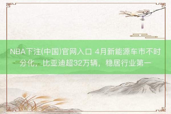 NBA下注(中国)官网入口 4月新能源车市不时分化，比亚迪超32万辆，稳居行业第一