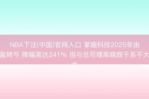 NBA下注(中国)官网入口 掌趣科技2025年由盈转亏 降幅高达241% 但与总司理高晓辉干系不大