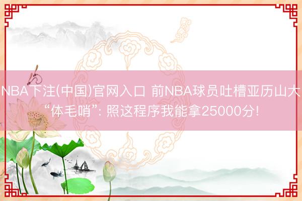 NBA下注(中国)官网入口 前NBA球员吐槽亚历山大“体毛哨”: 照这程序我能拿25000分!
