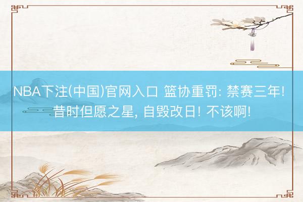 NBA下注(中国)官网入口 篮协重罚: 禁赛三年! 昔时但愿之星, 自毁改日! 不该