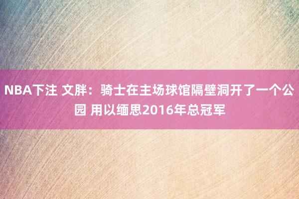 NBA下注 文胖:骑士在主场球馆隔壁洞开了一个公园 用以缅思2016年总冠军